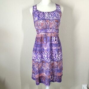 TITLE NINE Trouble Dress 14 Aztec Racerback Pocket Active Travel Resort Purple